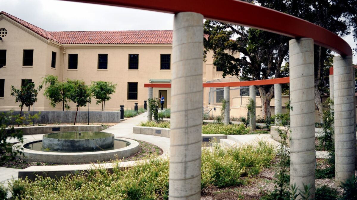 A view of the garden in the newly refurbished supportive housing at the VA campus in Los Angeles on June 8, 2015.