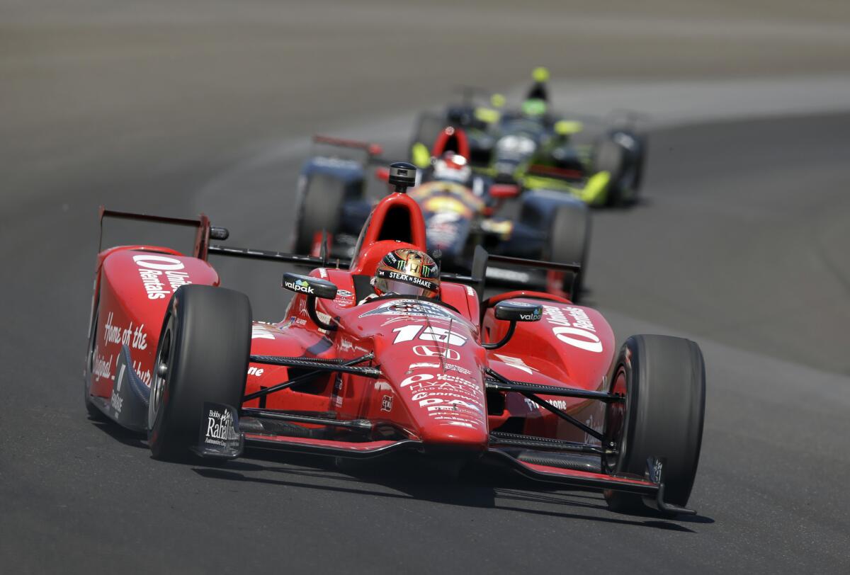 Graham Rahal drives during the final practice session for the Indianapolis 500 on May 27.