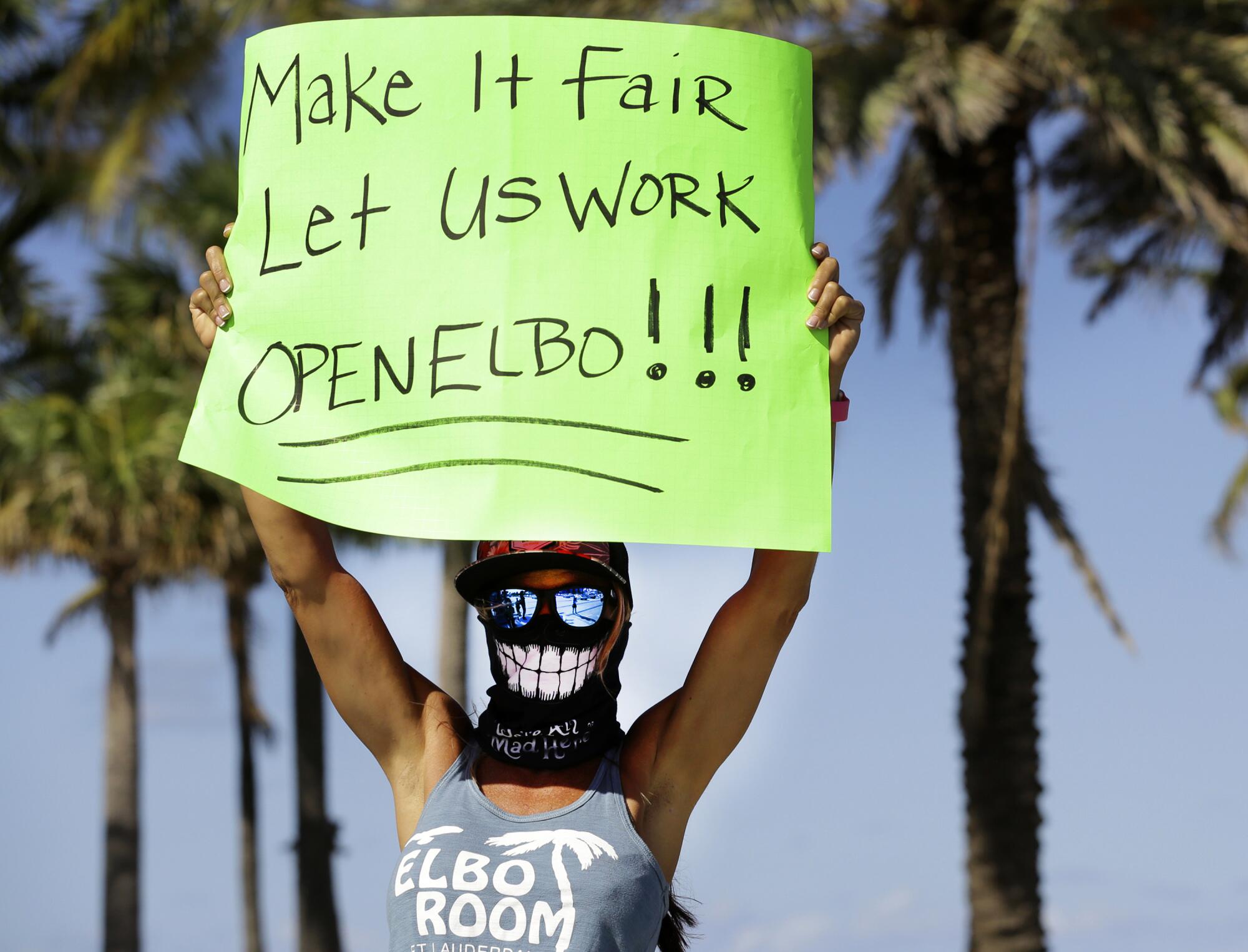 Bartender Kat DeLaTorre during a "right to work" rally in Fort Lauderdale, Fla., in June.