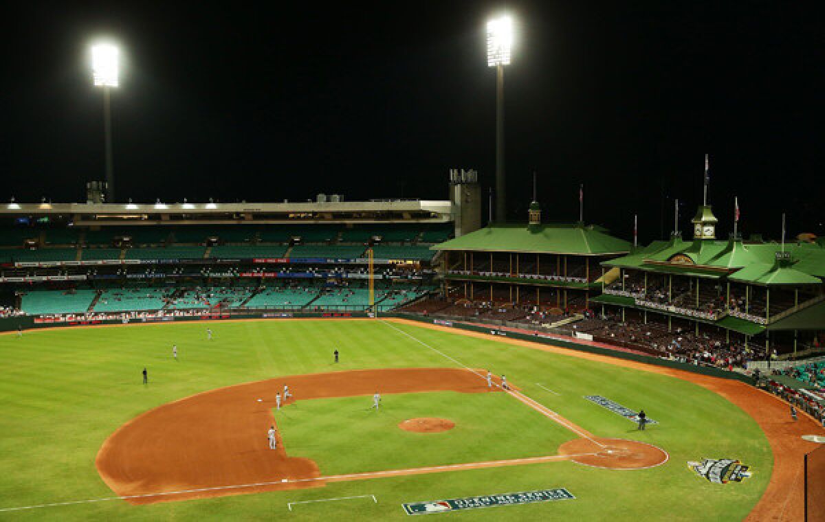 A view of the Sydney Cricket Ground during Thursday's baseball game between Team Australia and the Dodgers. Strengthening baseball's popularity Down Under is one of Major League Baseball's long-term ambitions.