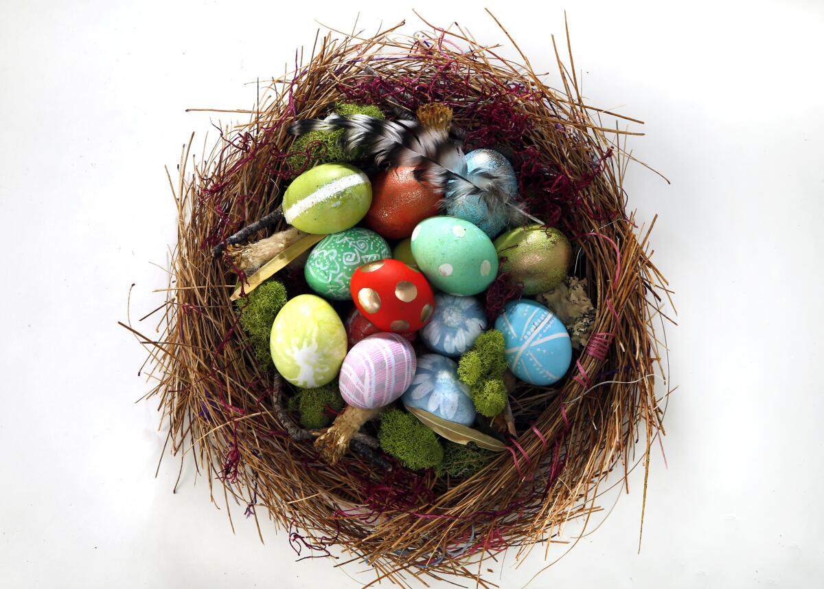Bird nest or easter basket with three bird eggs' Sticker