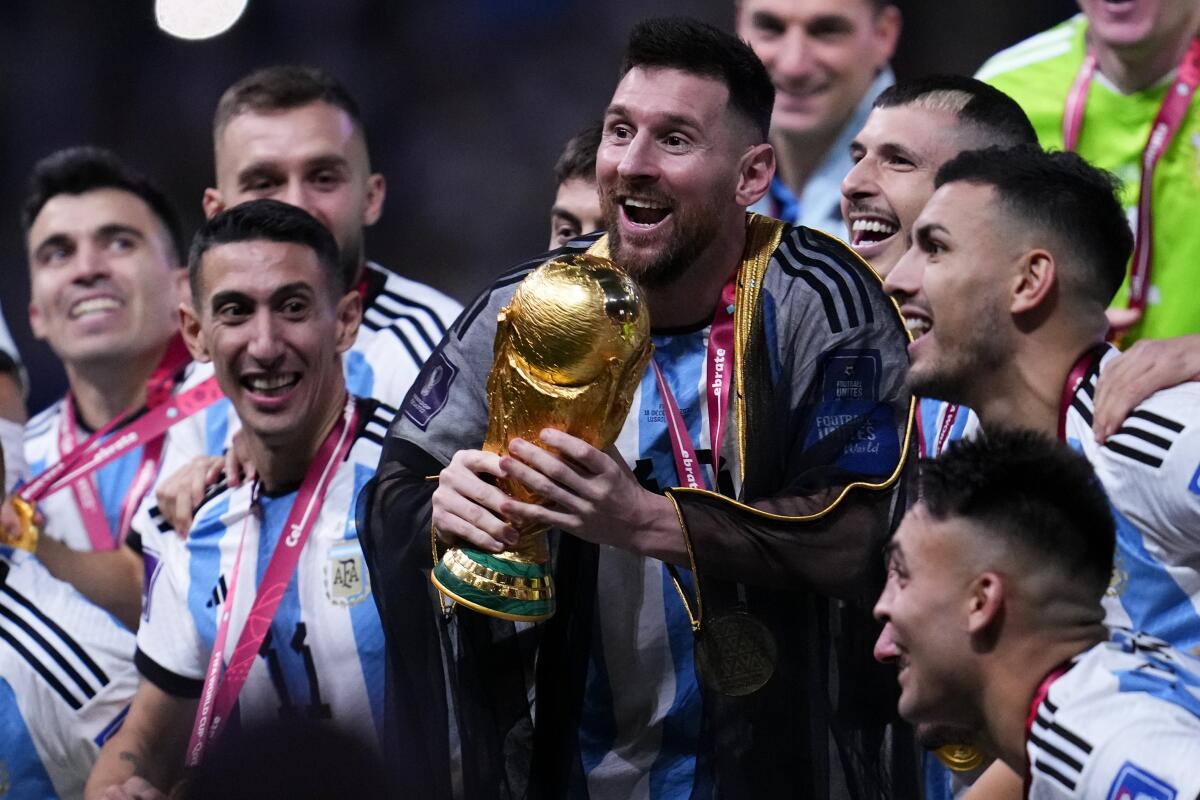 Argentina's Lionel Messi and 