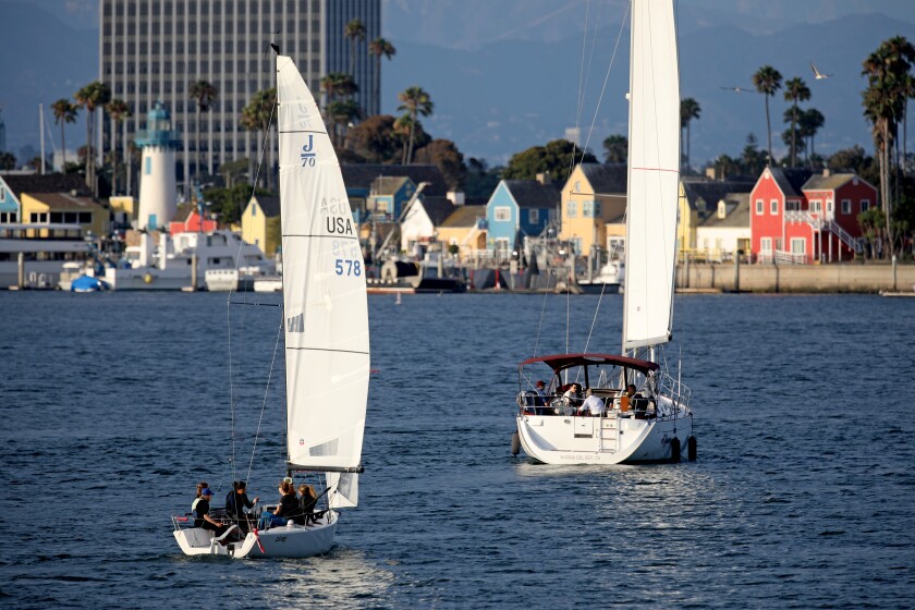 Sailors hit the water in Marina del Rey.
