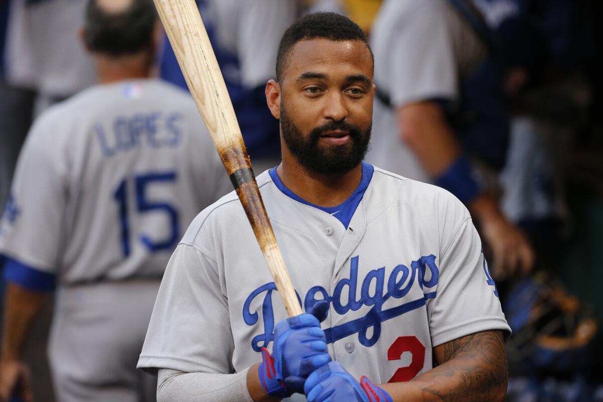 Outfielder Matt Kemp finished the 2014 season with a .287 batting average, 25 home runs and 89 runs batted in for the Dodgers.