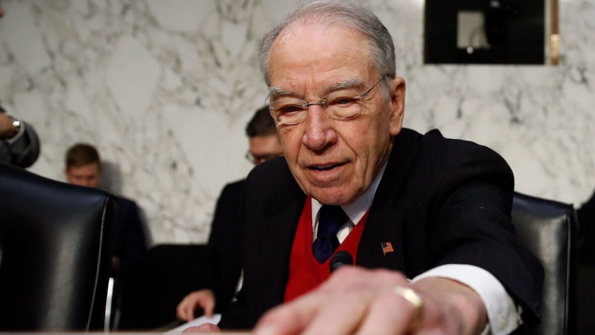 Senate Judiciary Committee Chairman Charles E. Grassley (R-Iowa) has advised the White House that the Senate should "not proceed" to confirm Brett Talley, who has never tried a case, as a federal district judge.