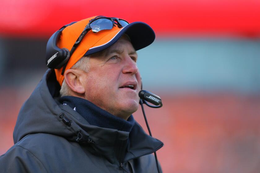 John Fox looks on from the sideline during a game between the Denver Broncos and the Oakland Raiders in Denver on Dec. 28, 2014.