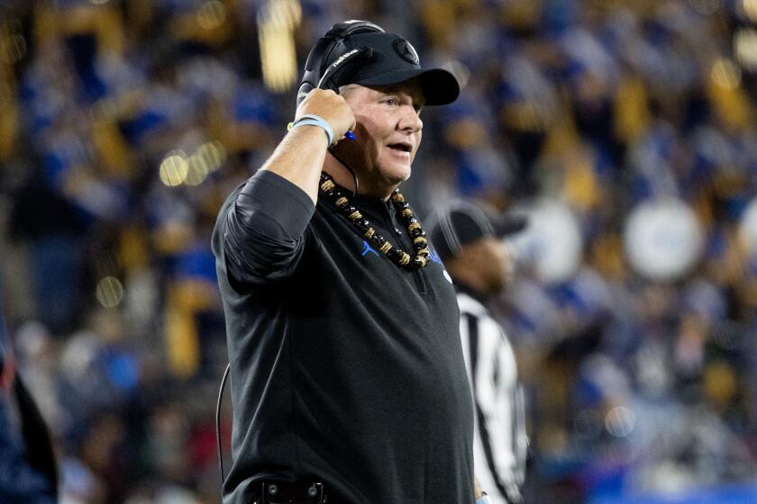 UCLA coach Chip Kelly reacts on the sidelines during the Bruins' 33-7 loss to Cal.