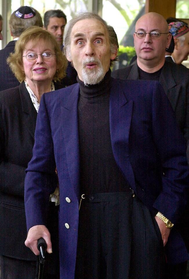 Sid Caesar arrived at a ceremony honoring comedian Milton Berle at Hillside Memorial Park in 2002.