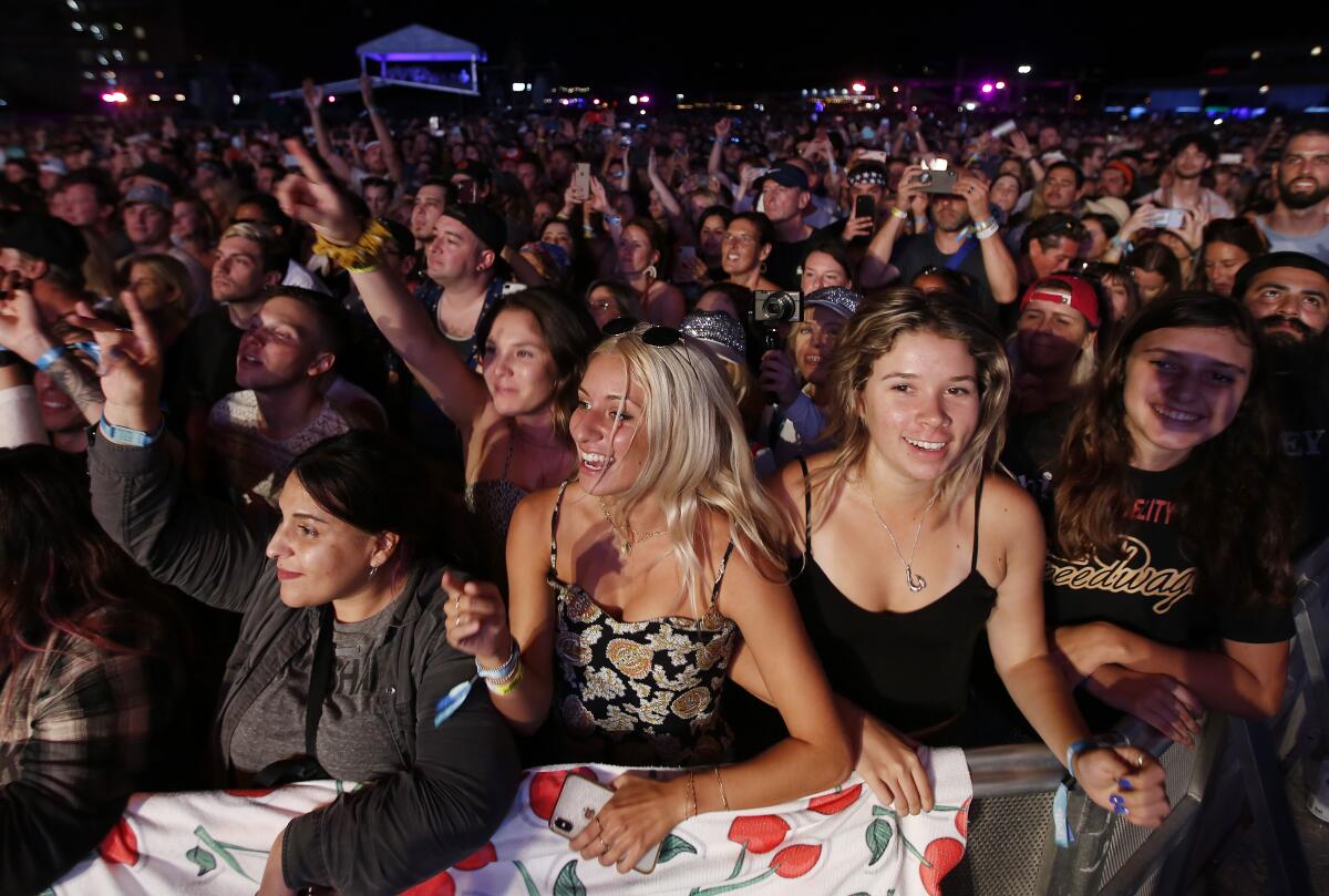 Fans cheer at KAABOO Del Mar on Sept. 13, 2019.