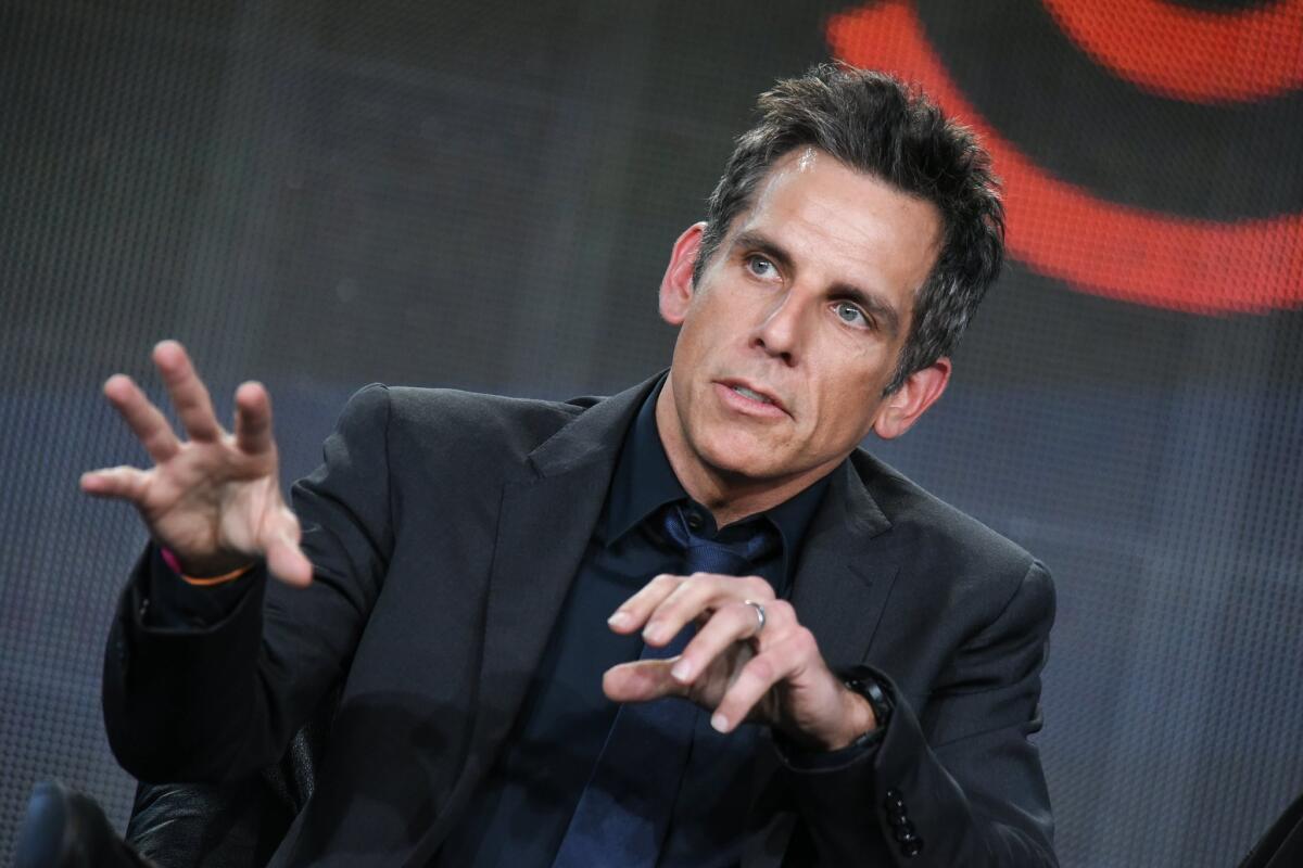 Ben Stiller speaks to reporters at the Television Critics Assn. winter gathering in Pasadena on Jan. 10.