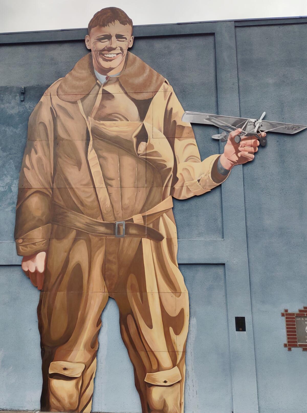 The Charles Lindbergh mural at Ninth and Main streets in Ramona.