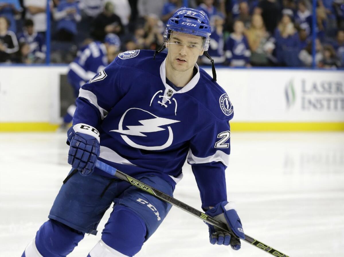 Tampa Bay forward Jonathan Drouin skates on the ice before a game on Dec. 30.