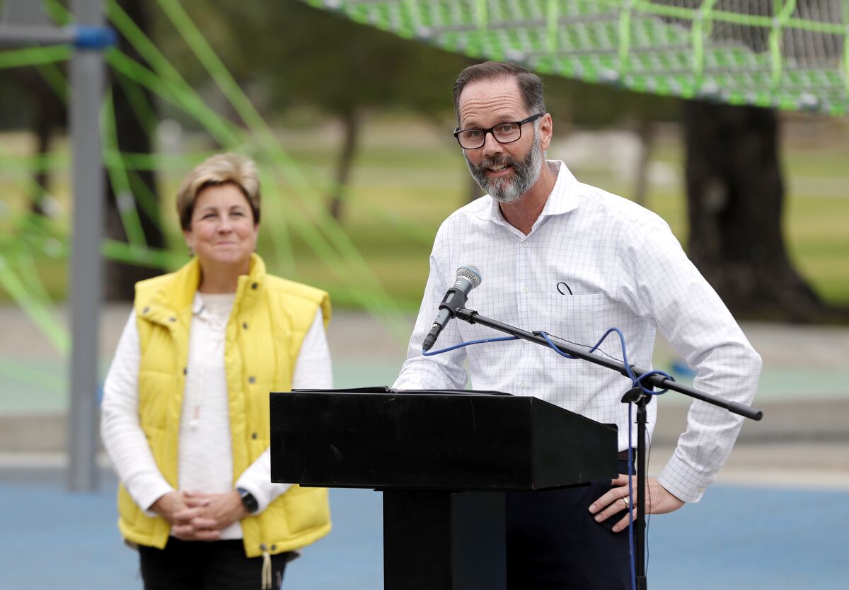 Chris Slama makes comments on the Central Park Playground project in 2022.