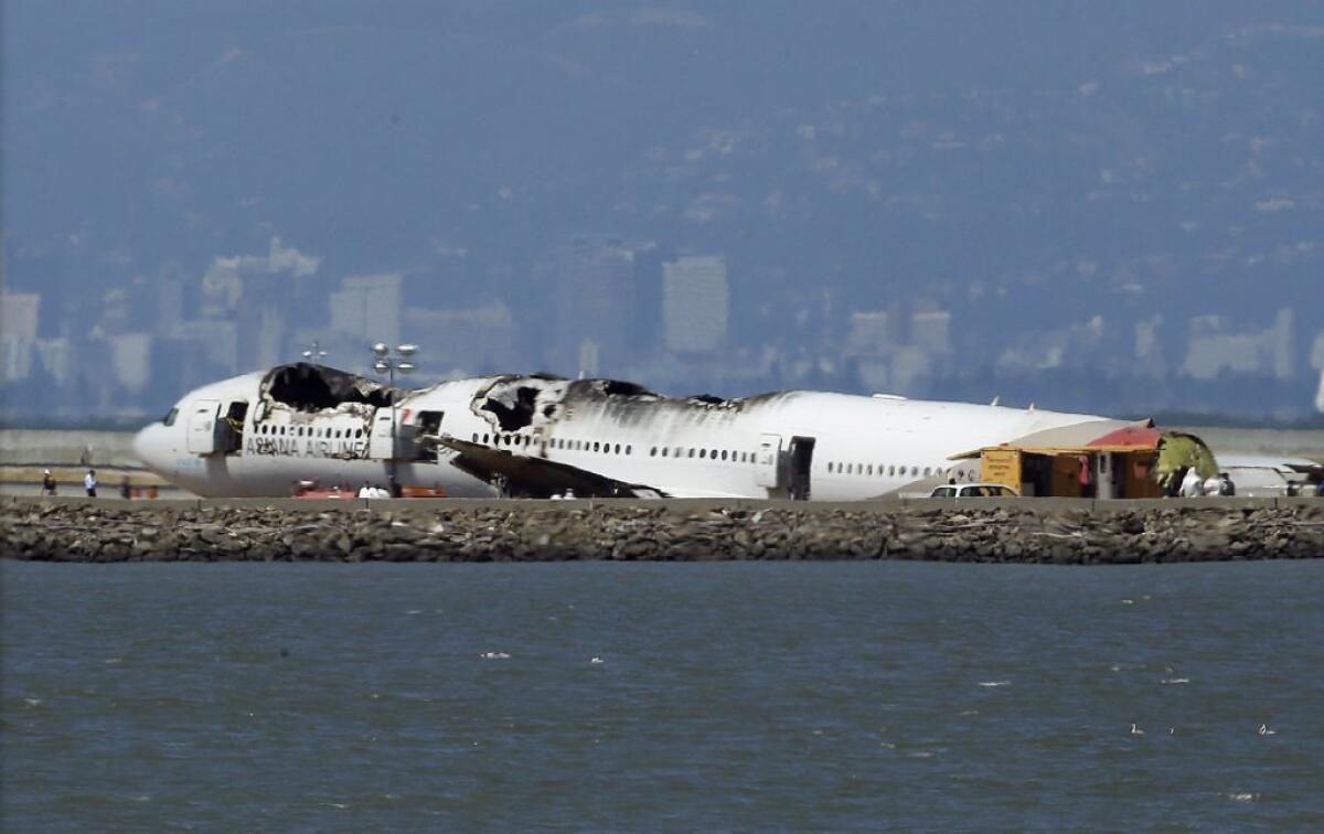 The wreckage of Asiana Airlines Flight 214 in San Francisco.