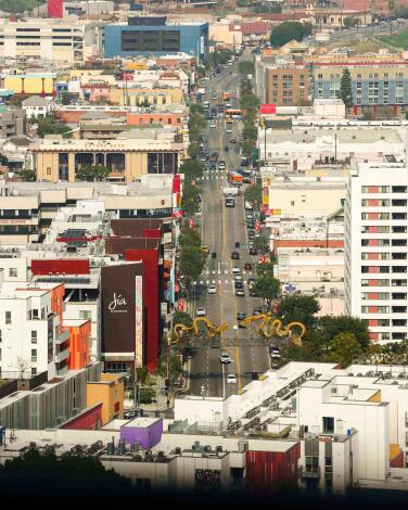 A view of Chinatown from the Observation Deck at City Hall.