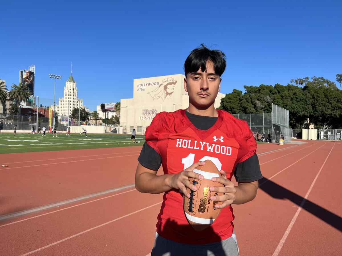 Senior quarterback Aldo Infante never played football before this season. He has led Hollywood to a playoff spot. 