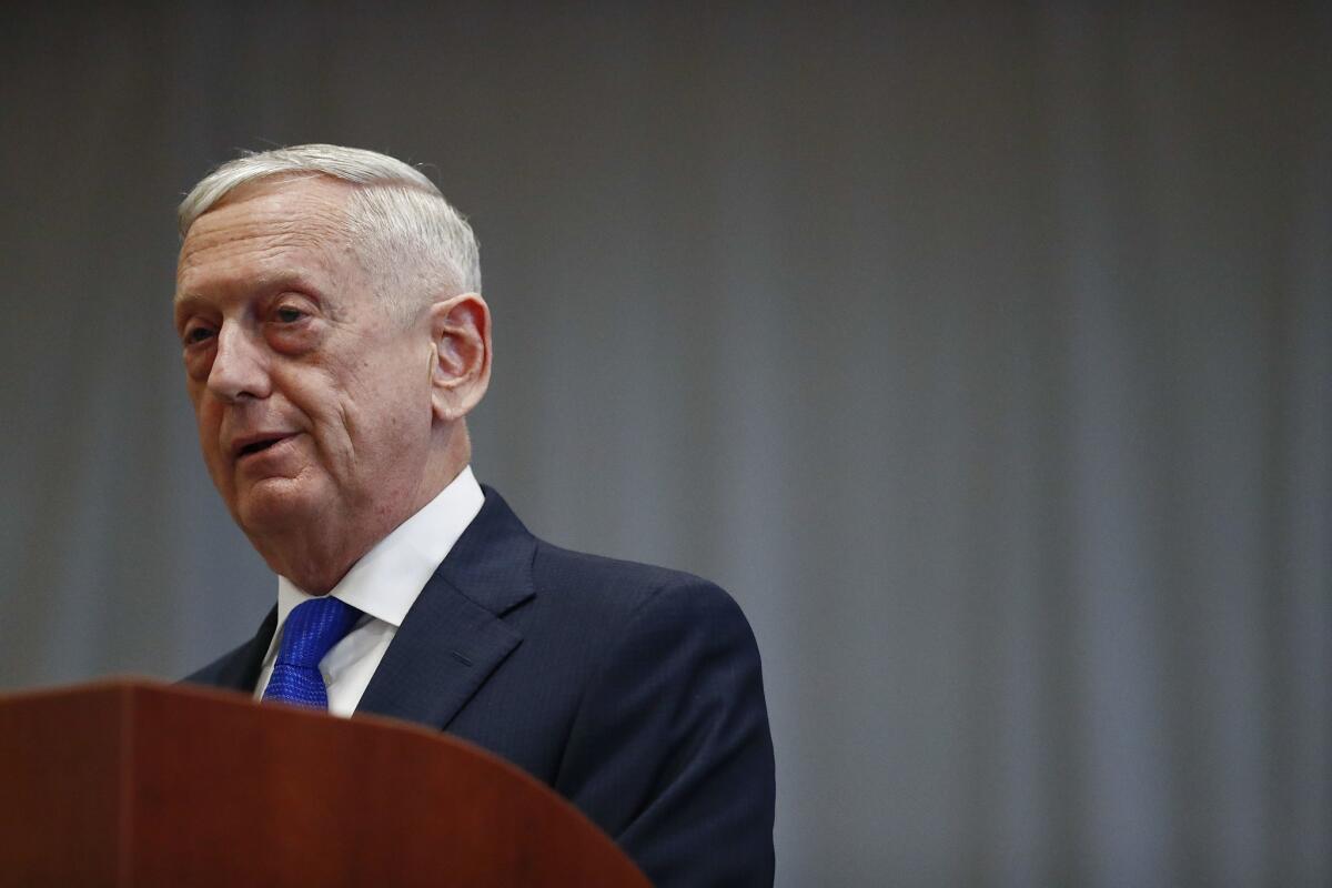 James Mattis, pictured here as secretary of Defense in November 2018. 