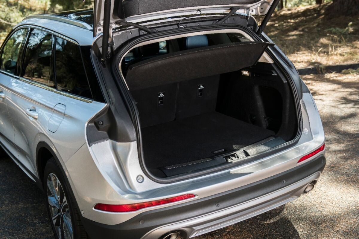 The cargo space is squared off with a wide opening of 43 inches and 33 inches to the seatback. Fold the 60/40 seats for about 5.5 feet of length.