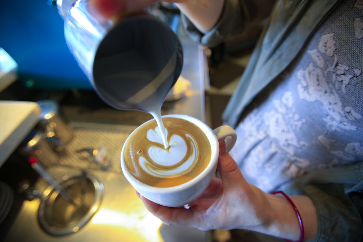 At Bird Rock Coffee Roasters in Little Italy, the lattes are as artfully made as they taste. Bird Rock is one of more than two dozen coffee shops participating in the 2017 Caffeine Crawl, which begins Friday.