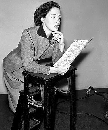 Grayson rehearses a song for the radio in New York in 1950. After her film career, she began performing in nightclubs and concerts and did some acting on television, including appearances on "General Electric Theater" and "Playhouse 90."