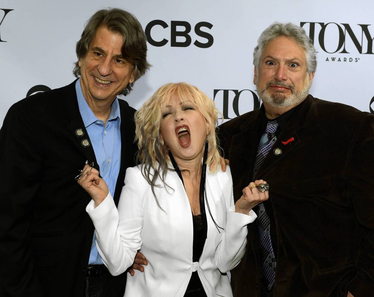 David Rockwell, left, Cyndi Lauper and Harvey Fierstein were the team behind "Kinky Boots."