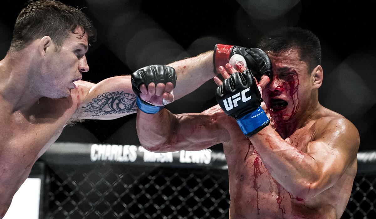 Cung Le takes a beating in his UFC middleweight bout against Michael Bisping this summer.