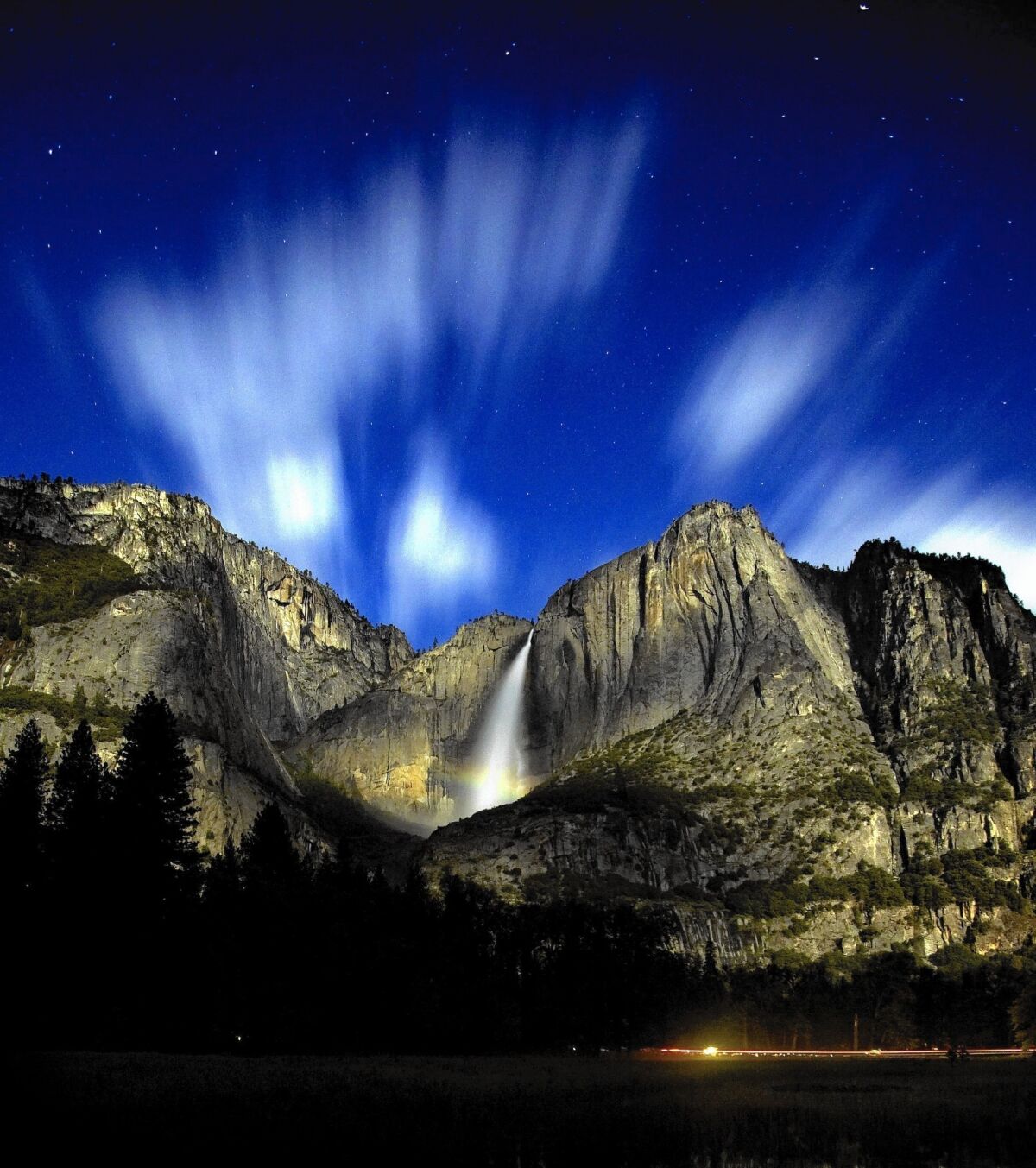 The base of Upper Yosemite Falls during a 30-second exposure. John Muir was instrumental in preserving the Yosemite Valley.