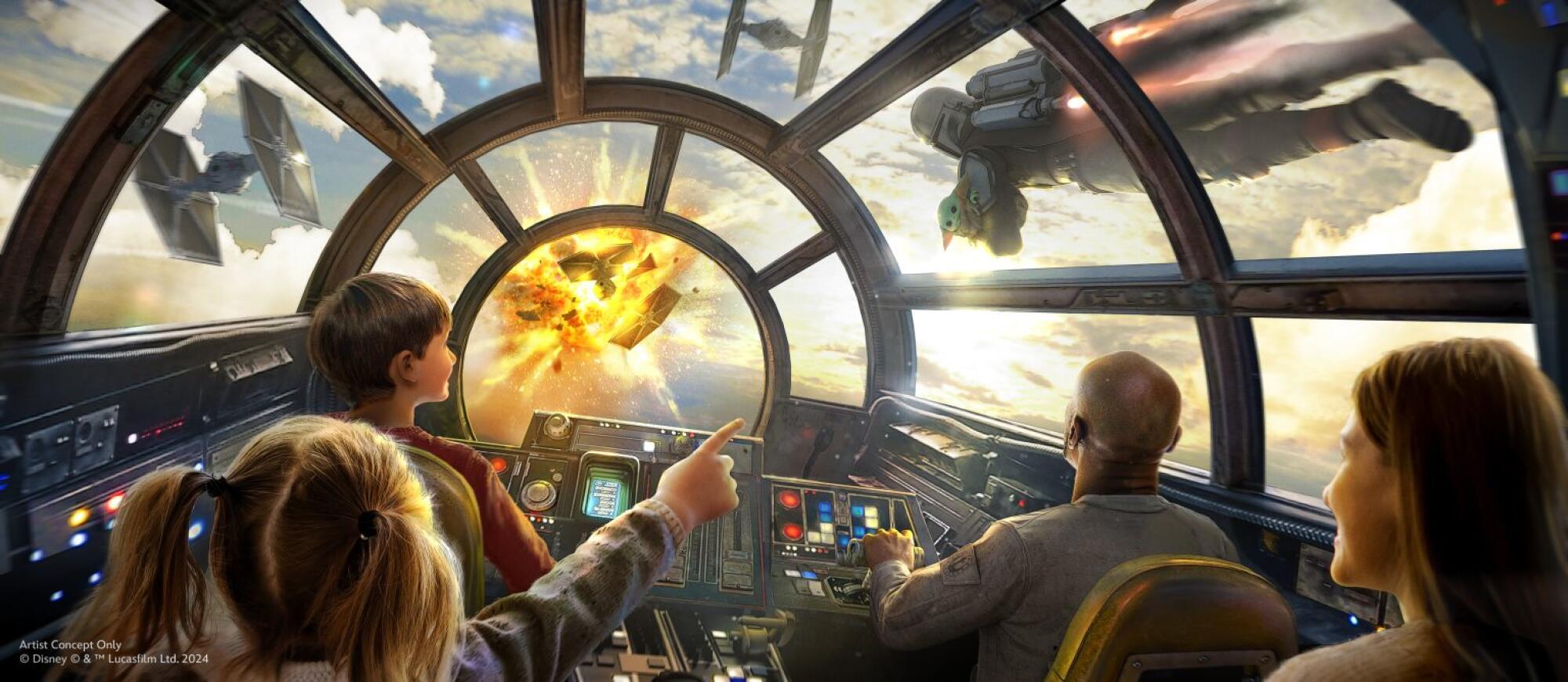 Imagen conceptual de la atracción de Millennium Falcon: Smugglers’ 