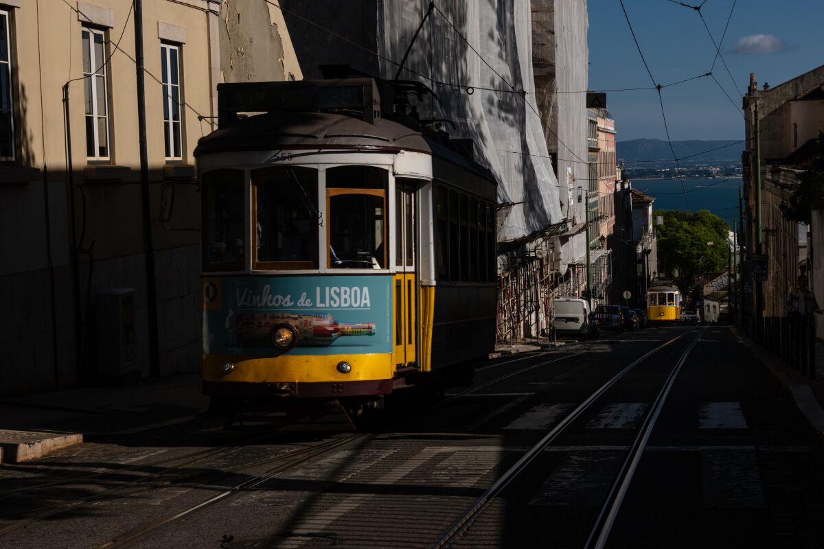 Trams in Lisbon.