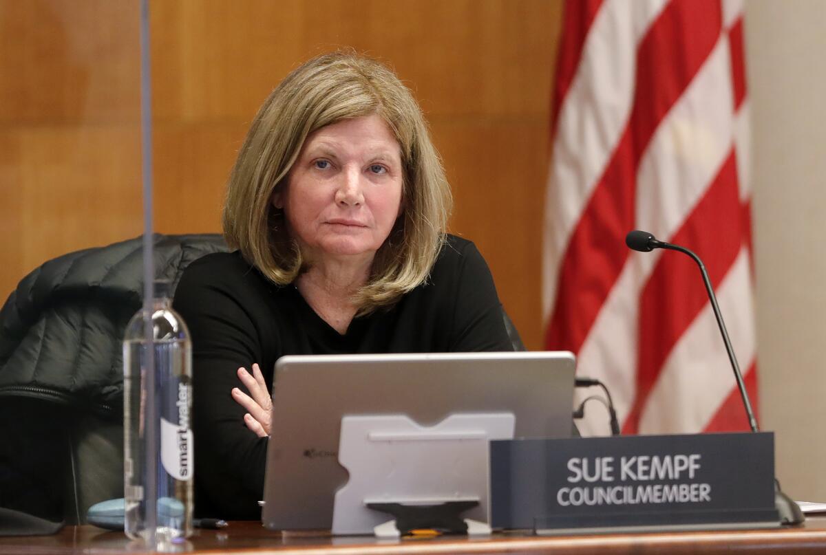 Sue Kempf  during a 2021 City Council meeting. Kempf is mayor of the city today.