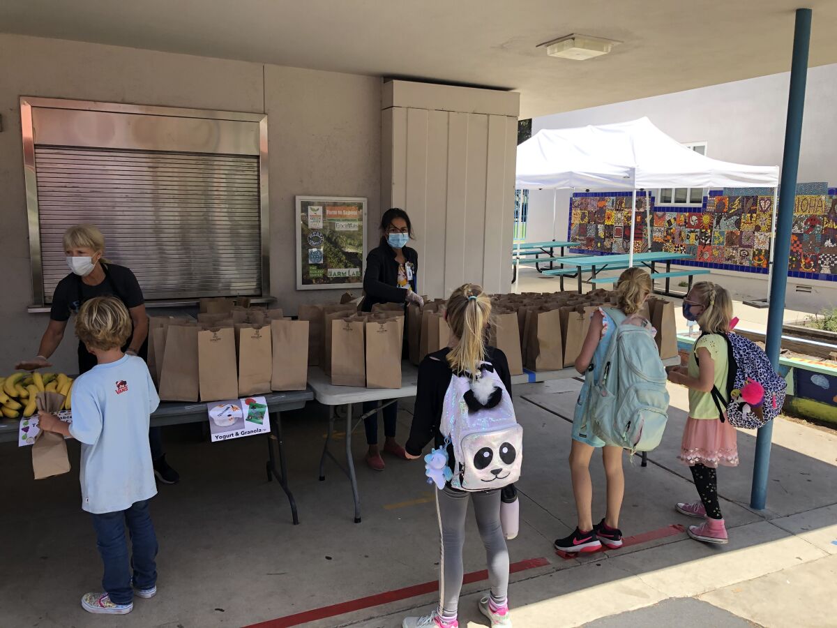 Paul Ecke Central switched to paper bags for its grab and go lunch program.