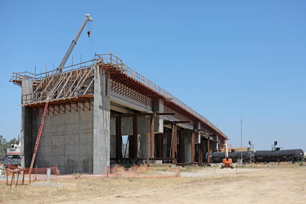  A bridge under construction for the California bullet train 