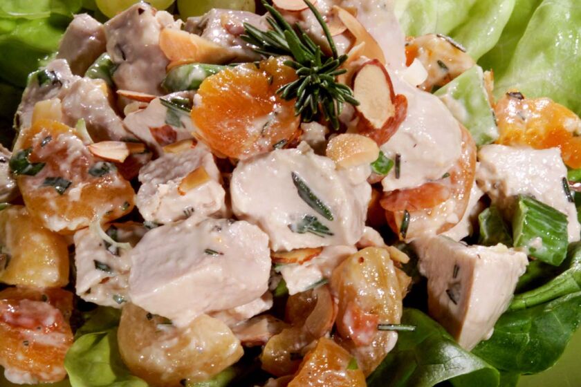 Chicken and apricot salad-placemat and plate from Sur La Table stores.