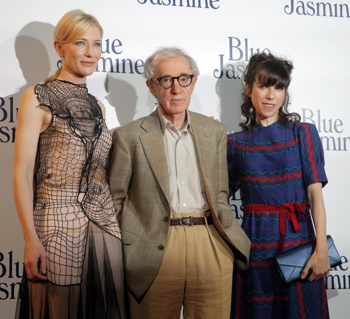 Director Woody Allen is to receive the Cecil B. De Mille Award at the Golden Globes in January. Here, he is with actresses Cate Blanchett, left, and Sally Hawkins at French premiere of "Blue Jasmine" in Paris earlier this year.