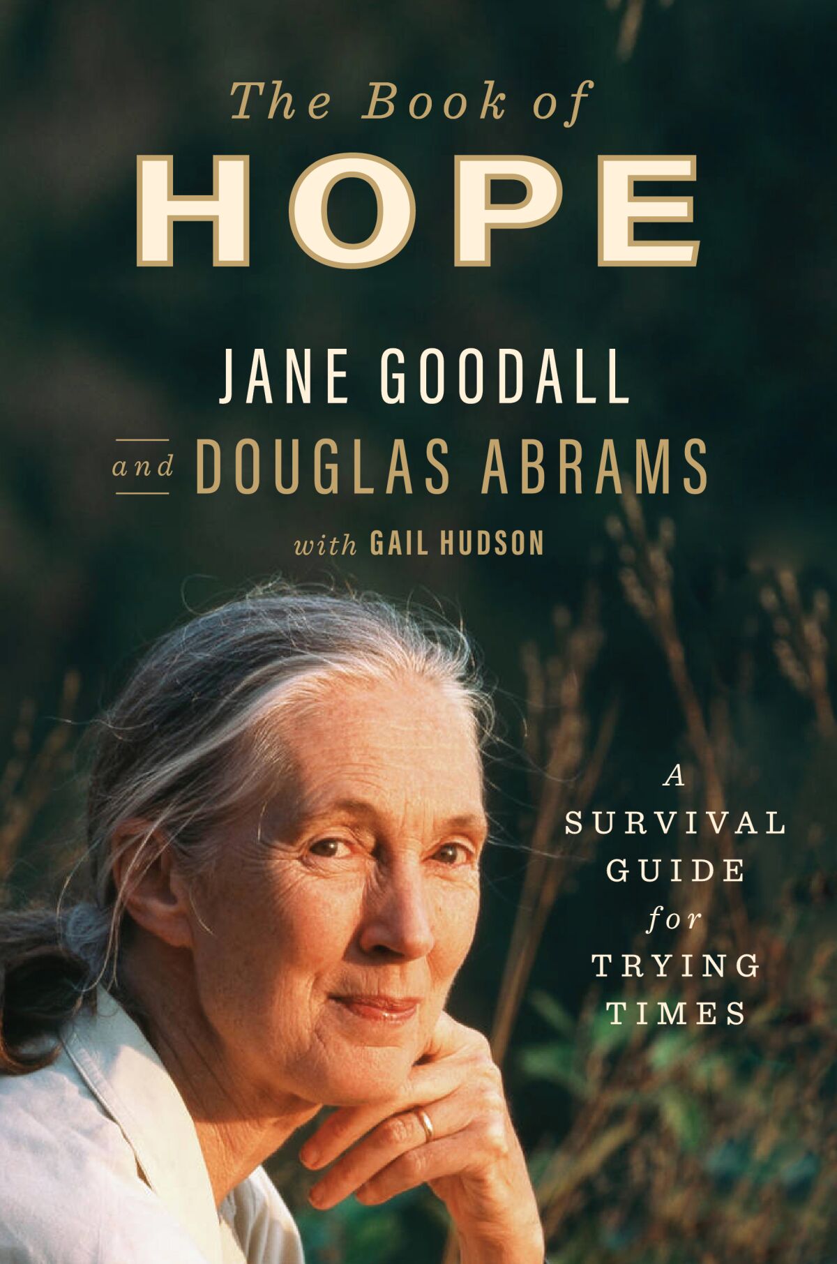 Book cover for "The Book of Hope: A Survival Guide for Trying Times" by Jane Goodall and Douglas Abrams.