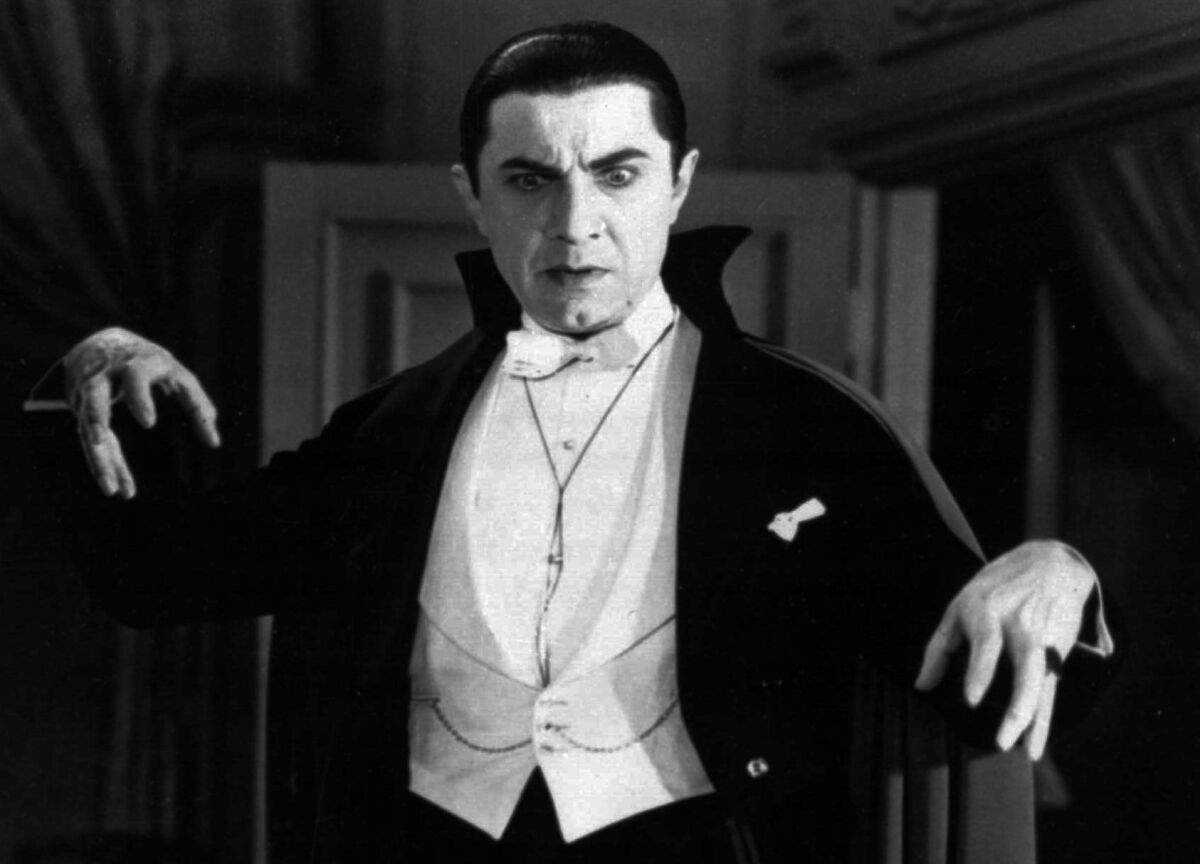 Bela Lugosi portraying Count Dracula in the 1931 film, "Dracula."