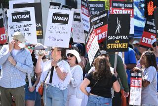 Culver City, California July 18, 2023-Members of SAG and AFTRA strike outside Sony Pictures in Culver City Tuesday. (Wally Skalij/Los Angles Times)