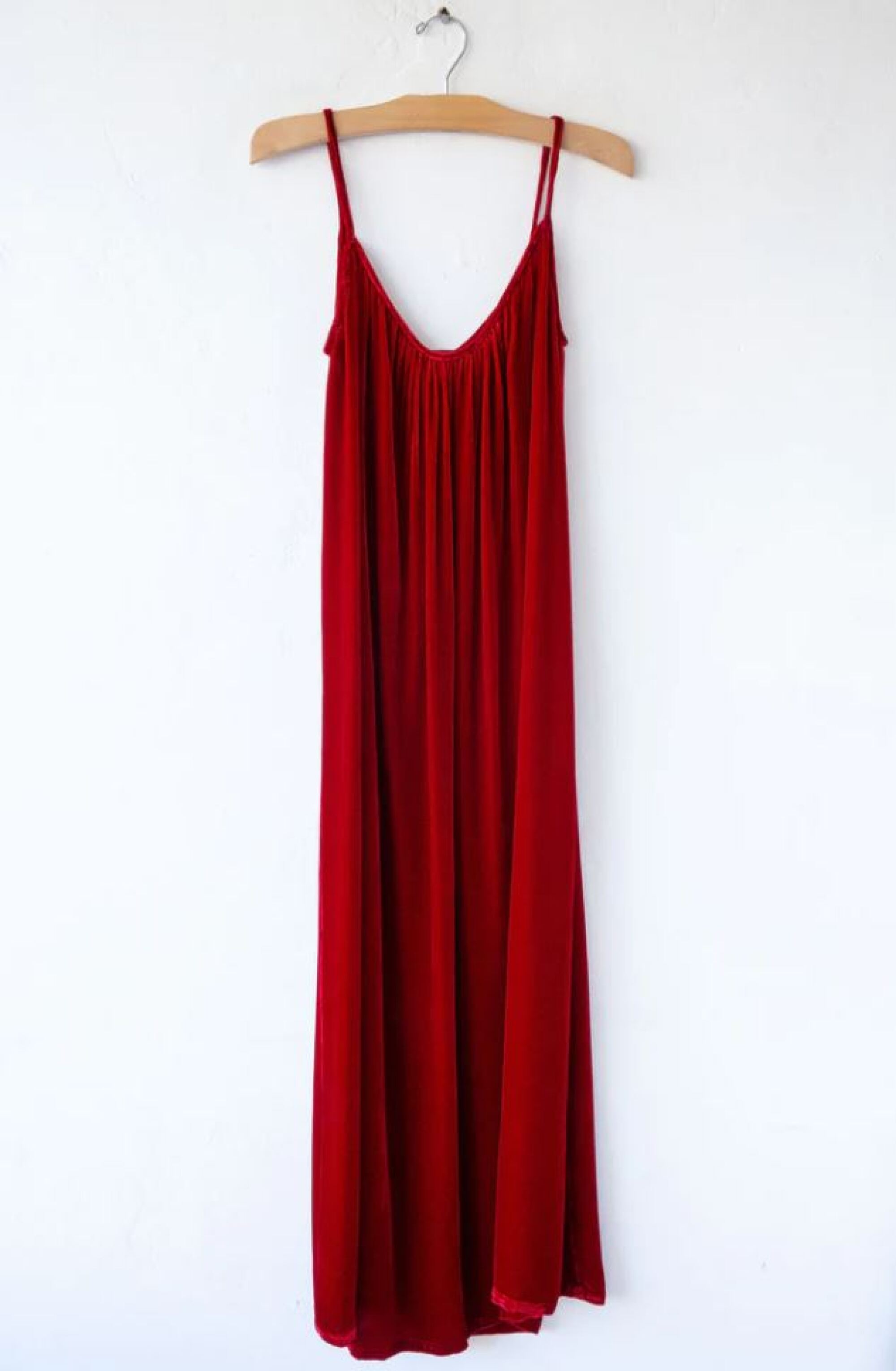 A red velvet slipdress.