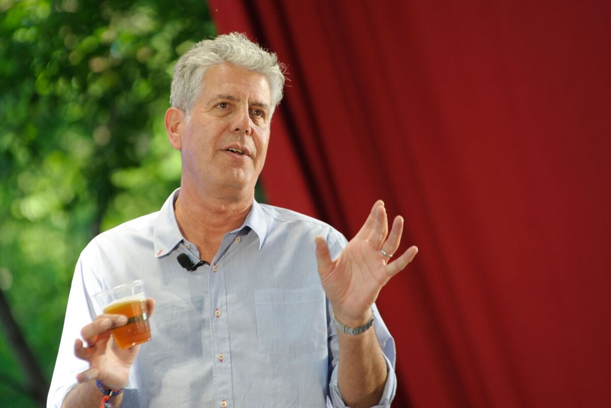 Anthony Bourdain attends the Great Googa Mooga at Prospect Park in New York on May 19, 2012.