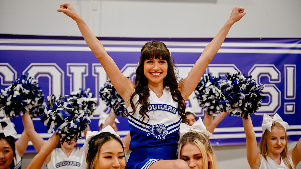 Maiara Walsh in the new TV movie "Identity Theft of a Cheerleader" on Lifetime.