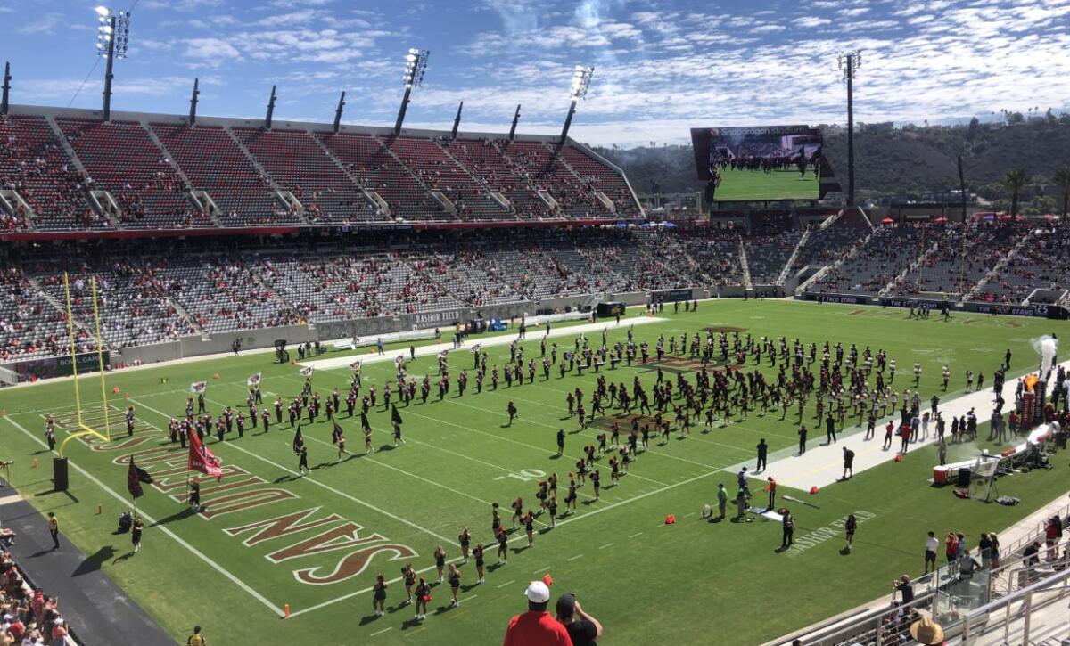 San Diego State's first four home games during the 2023 season will be played in the late afternoon or evening.