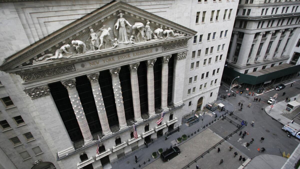 The facade of the New York Stock Exchange, shown in 2007.