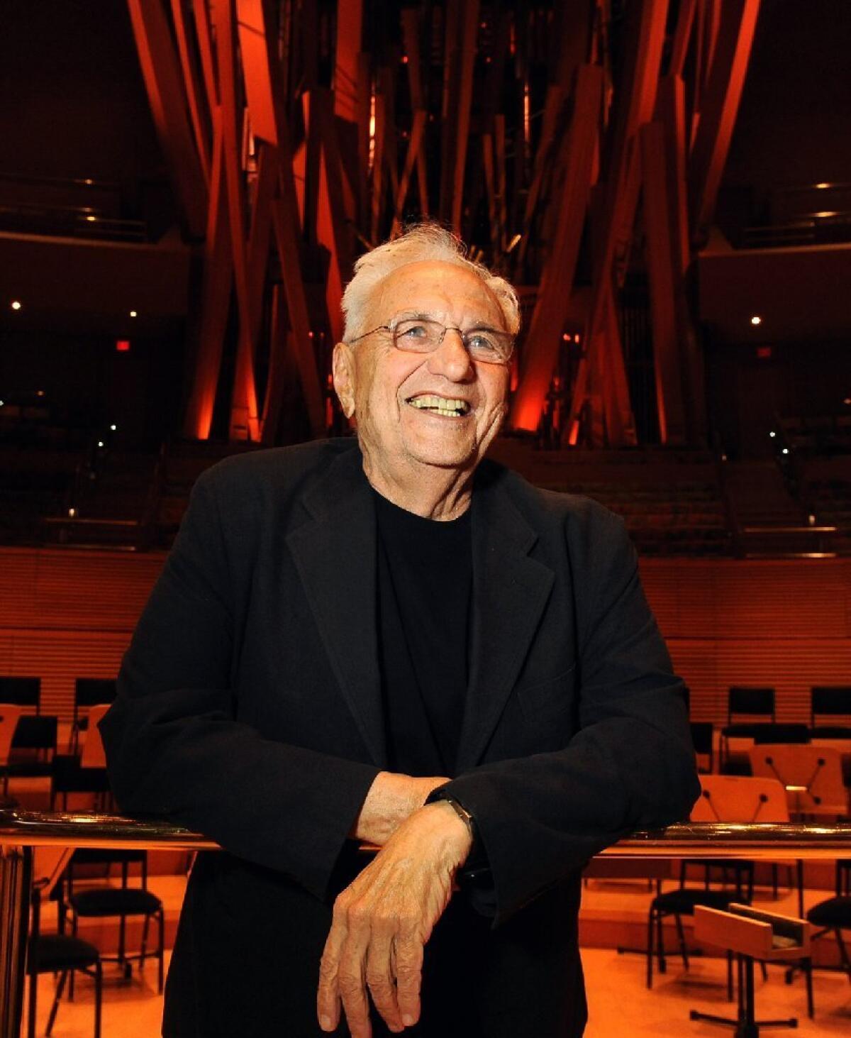 Frank Gehry, pictured inside Walt Disney Concert Hall in 2013, has won this year's J. Paul Getty Medal for career contributions to visual art.