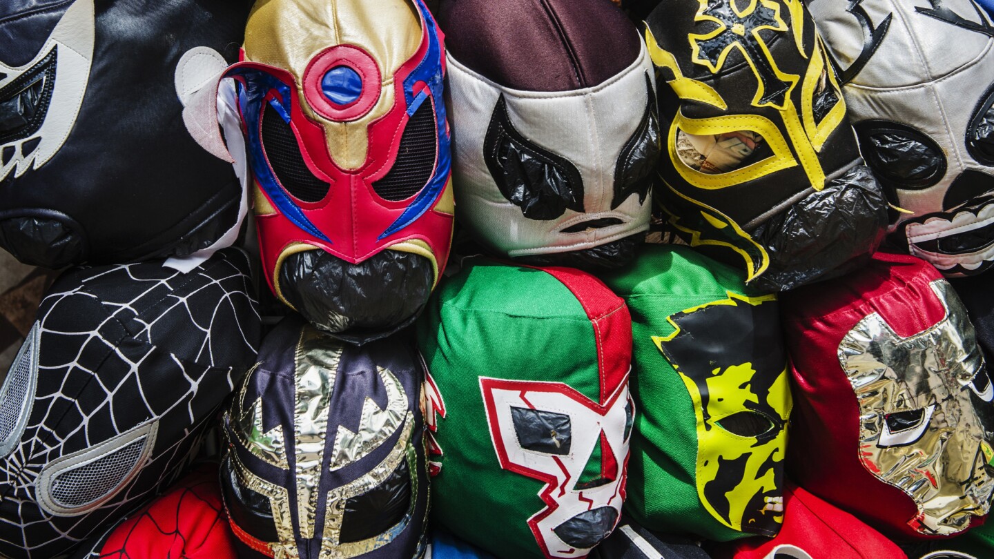 Lucha libre (Mexican wrestling) masks for sale in Tijuana.