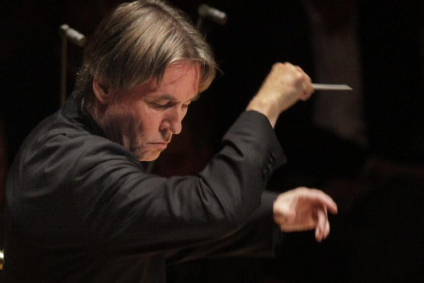 Esa-Pekka Salonen, shown conducting at Walt Disney Concert Hall in October, on Monday was named the winner of a $100,000 prize for music composition.