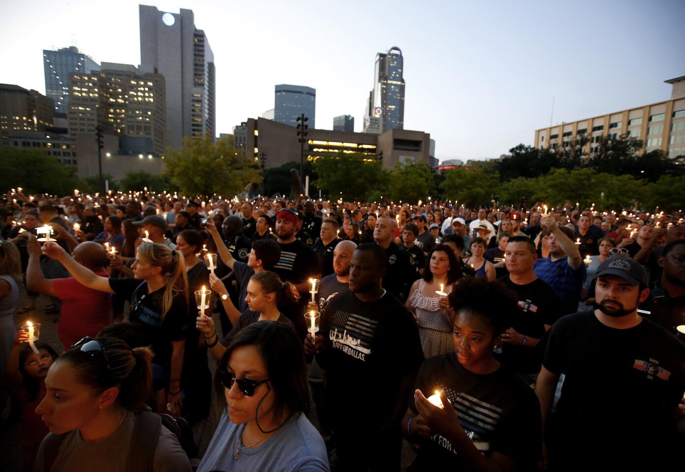 Candlelight vigil in Dallas for fallen officers