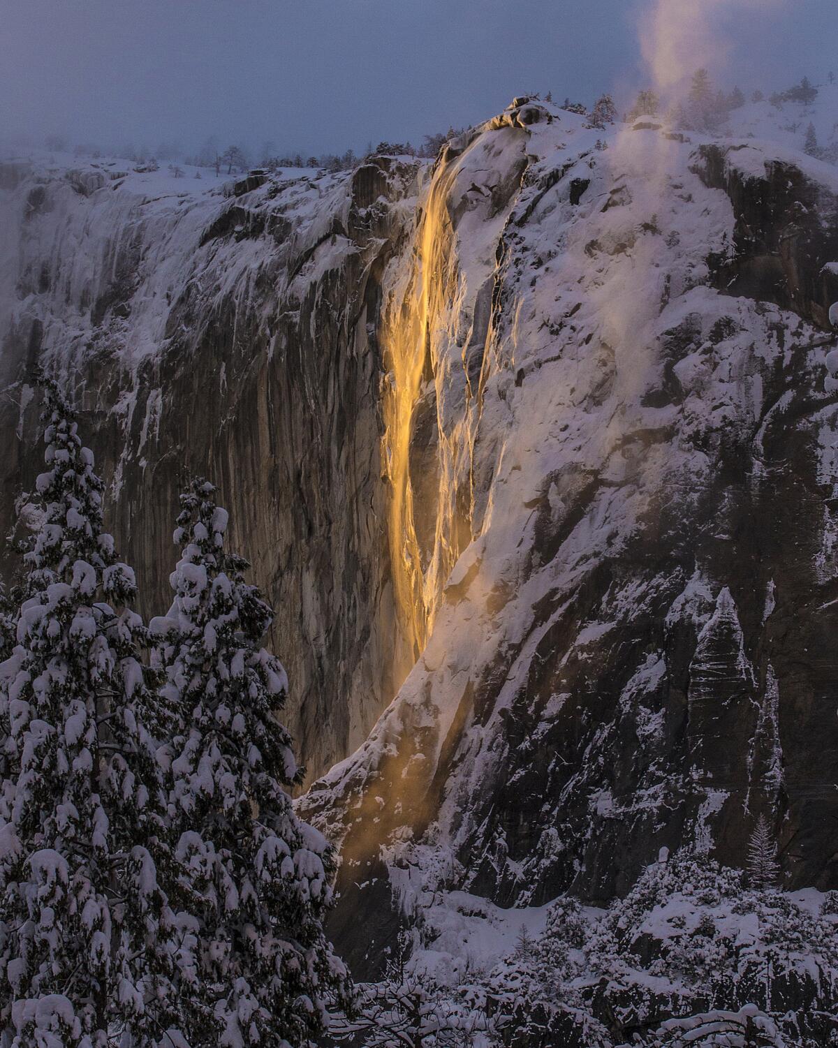 Horsetail Fall in Yosemite National Park on Feb. 17.