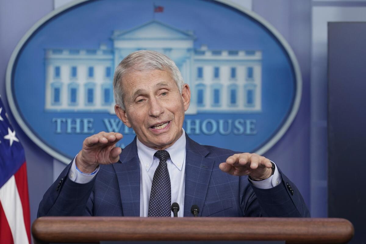 Dr. Anthony Fauci speaking at the White House