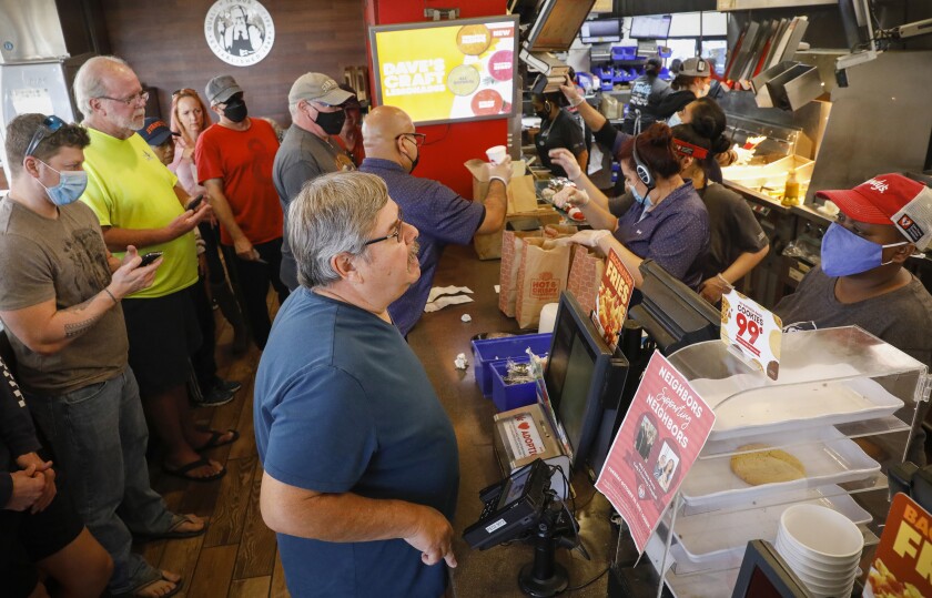 Santee residents flooded the local Wendy's in the 9600 block of Mission Gorge on Tuesday.