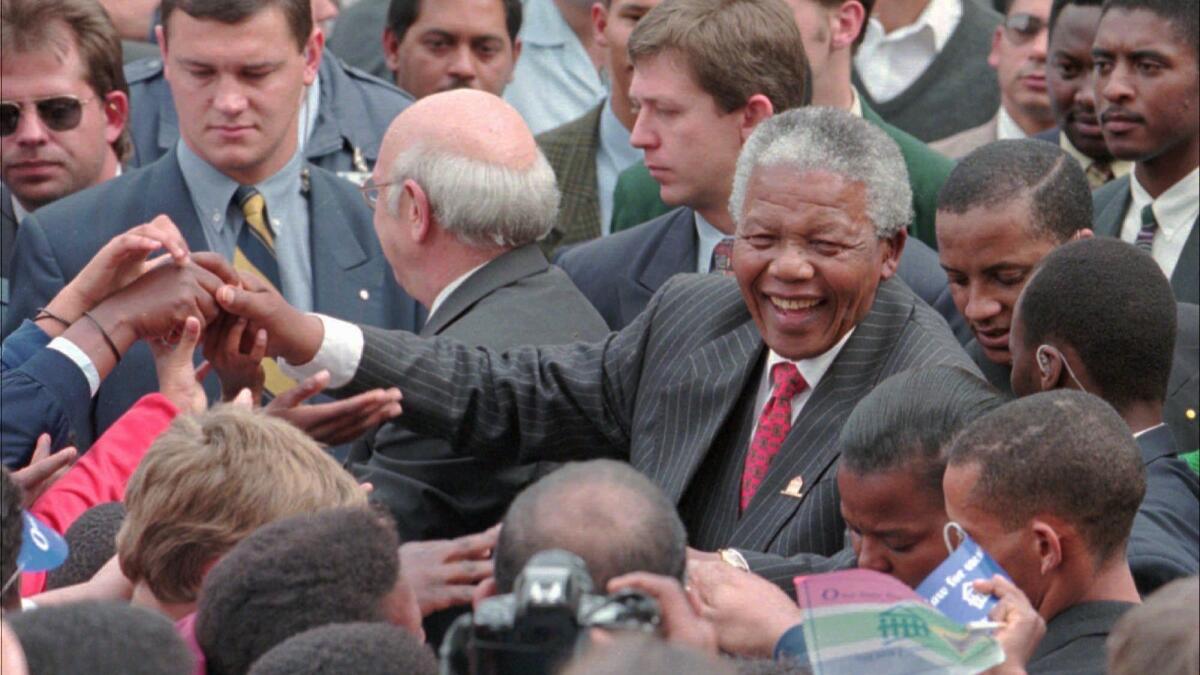 Nelson Mandela in 1996, when he was president of South Africa, after the adoption of a new constitution guaranteeing equal rights.